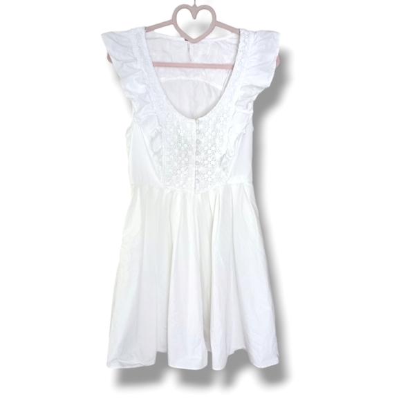 Free People Women Half Moon Crochet Ruffle Embroidered Dress In White - Picture 6 of 8